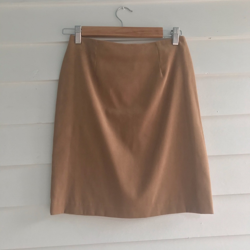 Tan suede pencil skirt